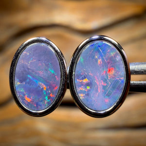 Sterling Silver - Australian Boulder Opal Doublet Stud Earrings