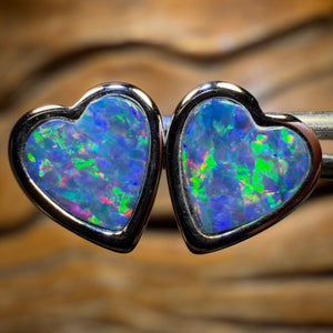 Sterling Silver - Australian Boulder Opal Doublet Stud Earrings