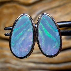 Sterling Silver - Australian Boulder Opal Doublet Stud Earrings