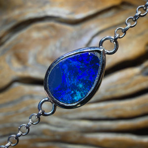 Sterling Silver - Lightning Ridge Doublet Opal Bracelet