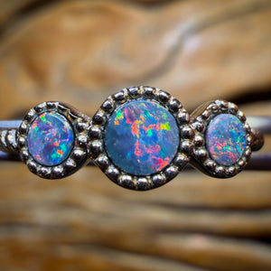 Sterling Silver - Queensland Boulder Opal Doublet Ring