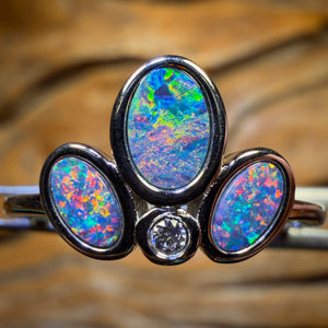 Sterling Silver - Queensland Boulder Opal Doublet Ring