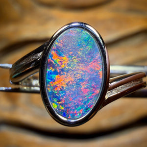 Sterling Silver - Queensland Boulder Opal Doublet Ring