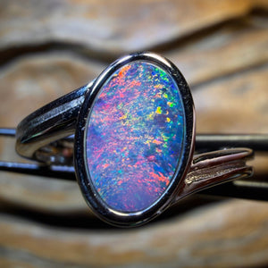 Sterling Silver - Queensland Boulder Opal Doublet Ring