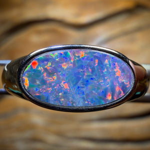 Sterling Silver - Queensland Boulder Opal Doublet Ring UNISEX
