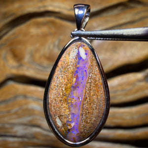 Sterling Silver - Solid Queensland Boulder Pipe Opal Pendant