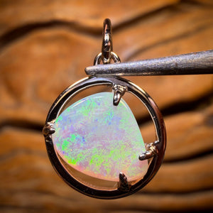 Sterling Silver - Solid South Australian Crystal Opal Pendant