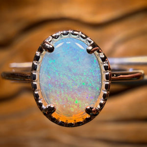 Sterling Silver - Solid South Australian Crystal Opal Ring
