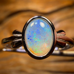 Sterling Silver - Solid South Australian Crystal Opal Ring