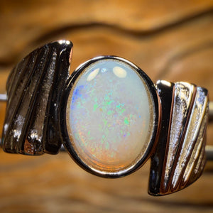 Sterling Silver - Solid South Australian Crystal Opal Ring