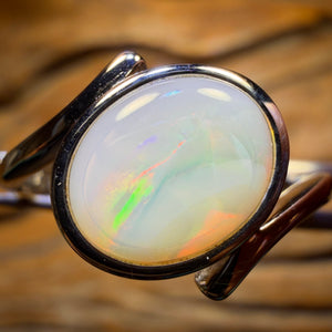 Sterling Silver - Solid South Australian Crystal Opal Ring