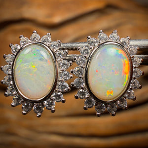 Sterling Silver - South Australian Crystal Opal Stud Earrings