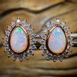Sterling Silver - South Australian Crystal Opal Stud Earrings