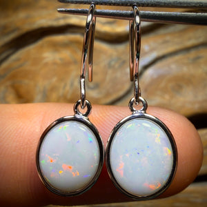 Sterling Silver - South Australian White Opal Hook Earrings
