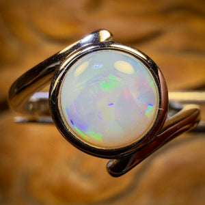 Sterling Silver - South Australian White Opal Ring