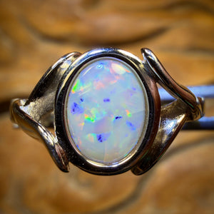 Sterling Silver - South Australian White Opal Ring