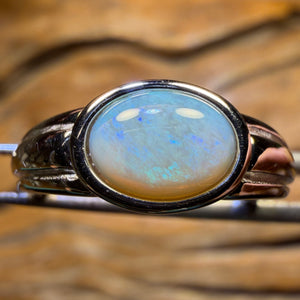 Sterling Silver - UNISEX Solid South Australian Crystal Opal Ring
