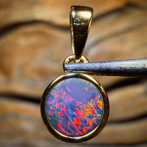 Sterling Silver Gold Plated - Queensland Boulder Opal Doublet Pendant