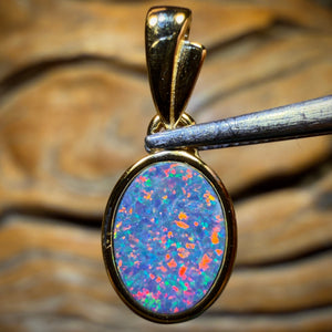 Sterling Silver Gold Plated - Queensland Boulder Opal Doublet Pendant