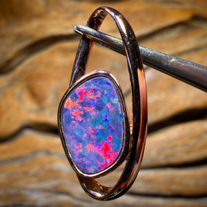Sterling Silver Gold Plated - Queensland Boulder Opal Doublet Pendant