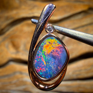 Sterling Silver Gold Plated - Queensland Boulder Opal Doublet Pendant