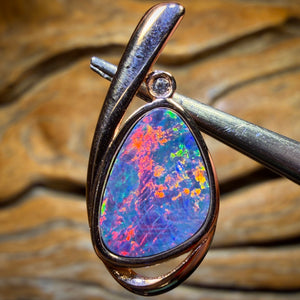 Sterling Silver Gold Plated - Queensland Boulder Opal Doublet Pendant
