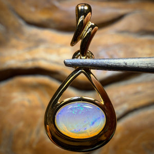 Sterling Silver Gold Plated - Solid South Australian Crystal Opal Pendant