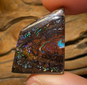 42.8 cts - Black Tribal with Kernel Queensland Boulder Double Sided Australian Opal  - Opal Whisperers