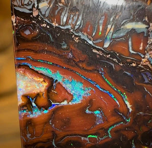 42.8 cts - Black Tribal with Kernel Queensland Boulder Double Sided Australian Opal  - Opal Whisperers