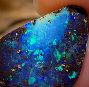 The 9.8cts - Top Electric Green Blue Australian Black Boulder Opal - Opal Whisperers