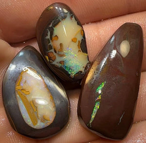 102.2cts - 3x Queensland Boulder Australian Opal Rubs with Kernels - Opal Whisperers