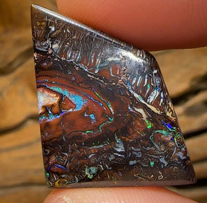 42.8 cts - Black Tribal with Kernel Queensland Boulder Double Sided Australian Opal  - Opal Whisperers
