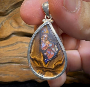 925 -Silver Eye Kernel Boulder Opal Pendant - Opal Whisperers