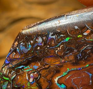 42.8 cts - Black Tribal with Kernel Queensland Boulder Double Sided Australian Opal  - Opal Whisperers