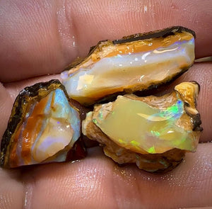 The 74.5cts - 3x Yowah Nut Crystal Centre Rough Pieces. Australian Opal - Opal Whisperers