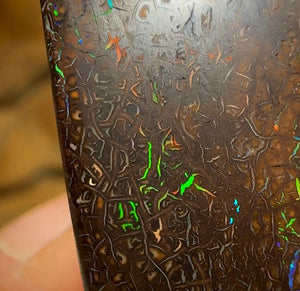 24.5cts - Electric Black Tribal Queensland Boulder Australian Opal.  - Opal Whisperers