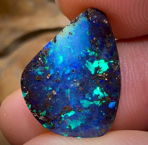 The 9.8cts - Top Electric Green Blue Australian Black Boulder Opal - Opal Whisperers