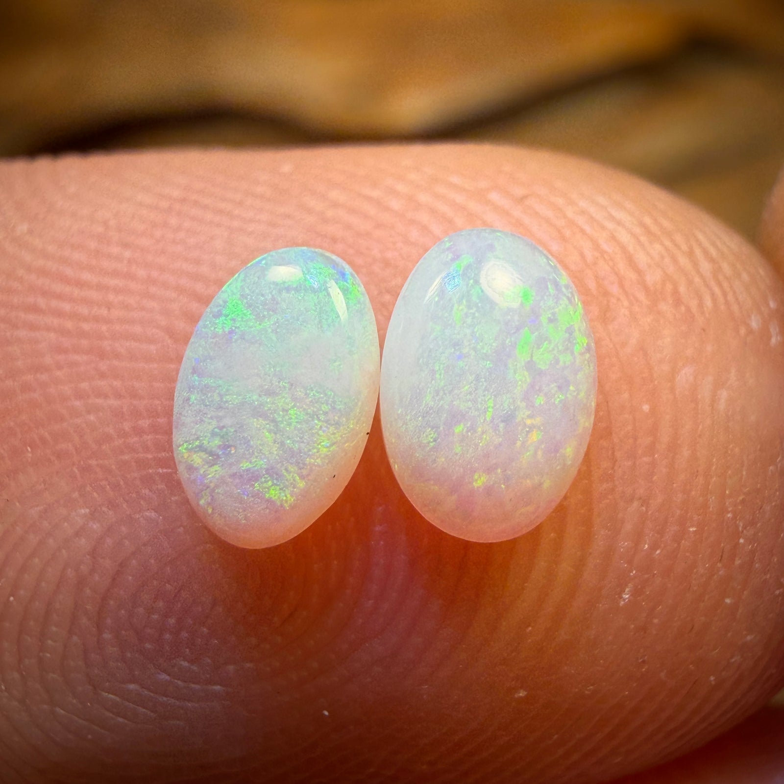 0.6cts - South Australian White Opal Pair