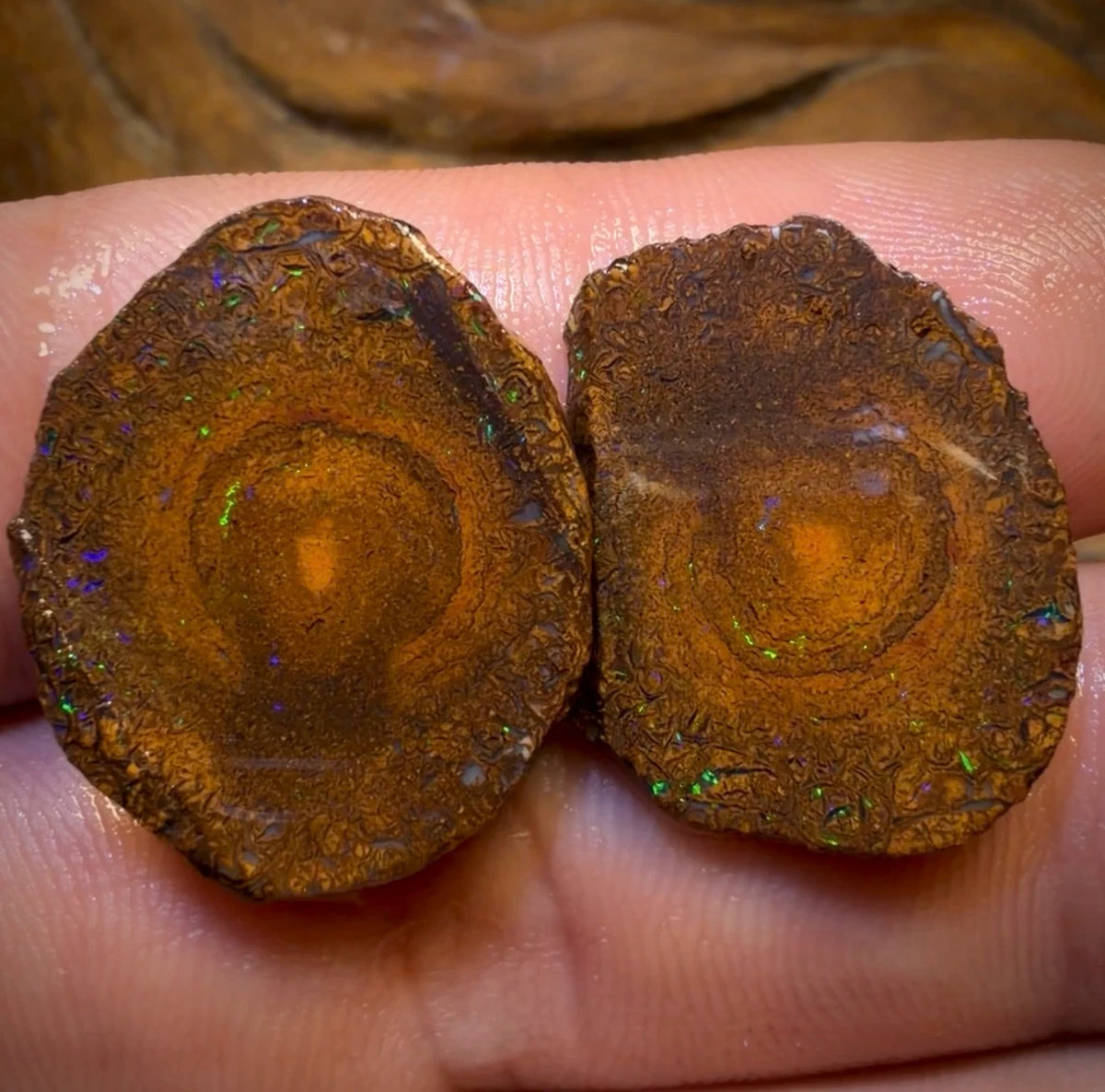 TGIF 32cts - Tribal Yowah Nut Opal Rough Pair. Australian Opal