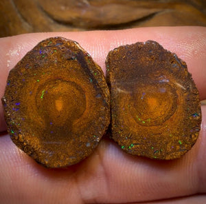 TGIF 32cts - Tribal Yowah Nut Opal Rough Pair. Australian Opal
