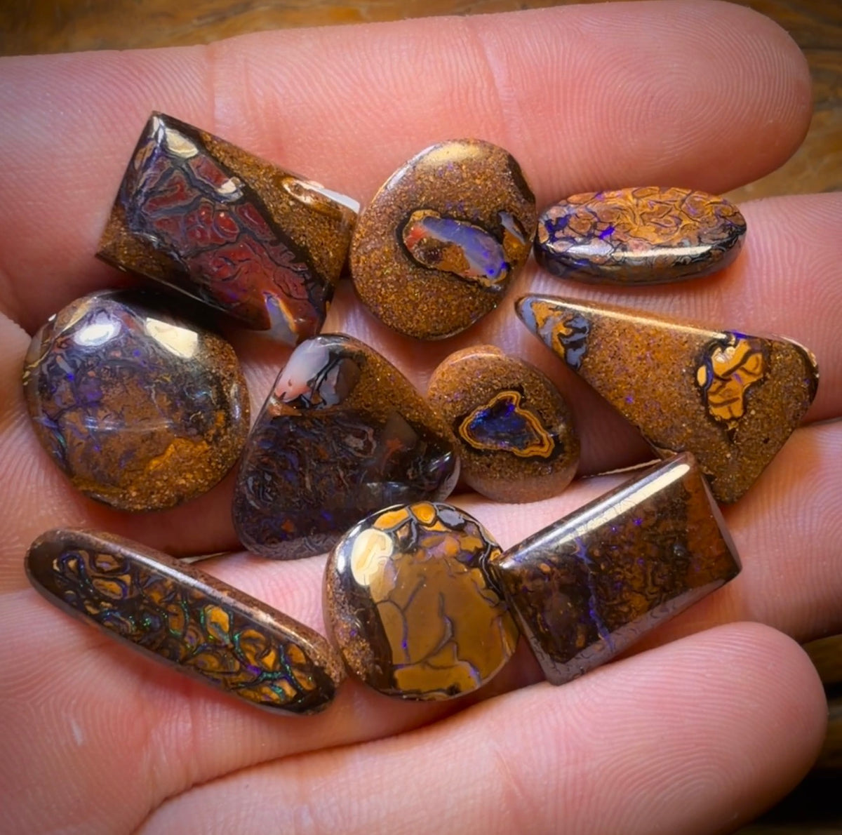 73.4cts - 10x Australian Tribal Boulder Opal’s. Wholesale Dealers Parcel