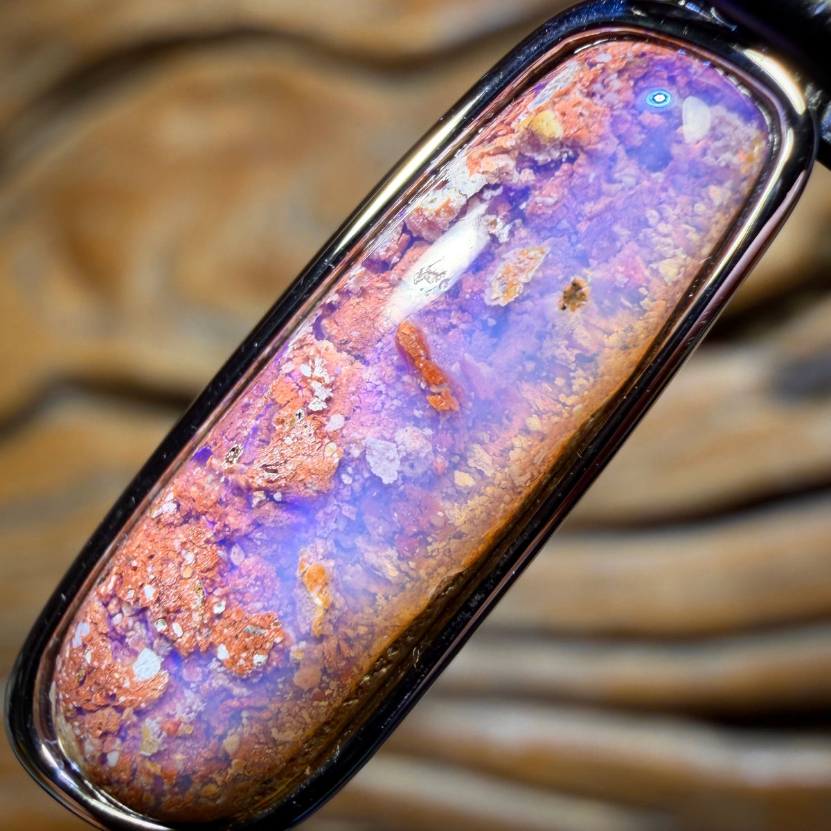 Sterling Silver - Solid Queensland Boulder Pipe Opal Pendant