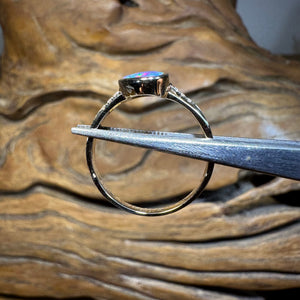 14k Gold Boulder Doublet Opal Ring with Diamonds - Opal Whisperers