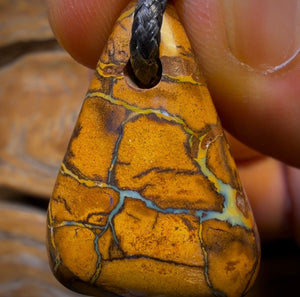 31 x 22mm - Drilled Boulder Opal Pendant w/ Eco Friendly Vegan Cord