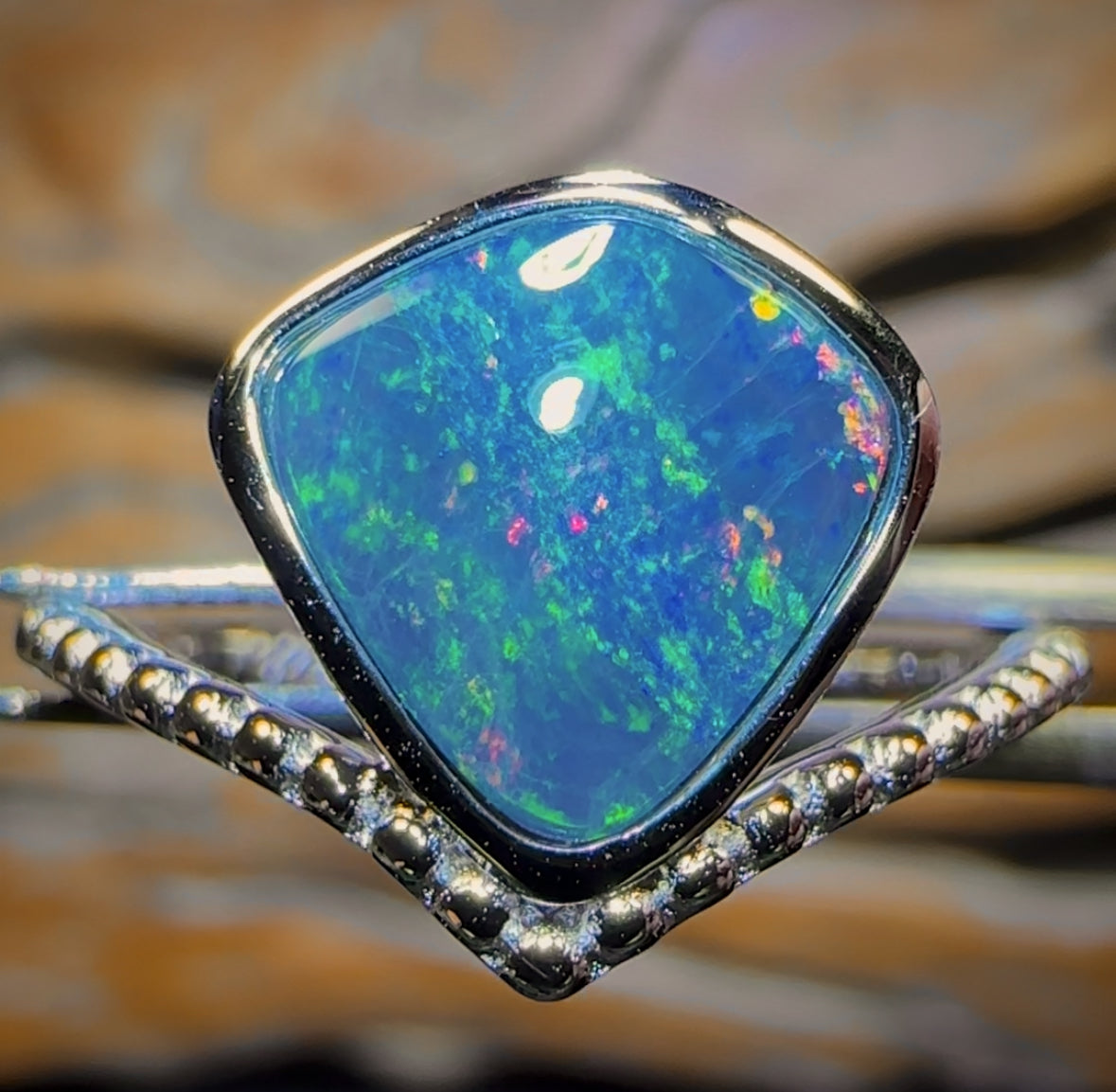 Sterling Silver - Queensland Boulder Opal Doublet Ring