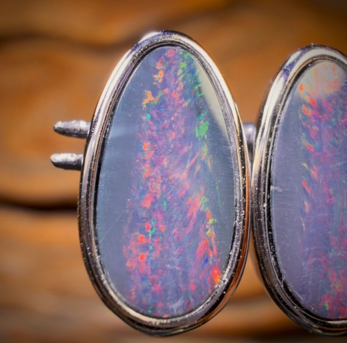 Sterling Silver - Australian Boulder Opal Doublet Stud Earrings