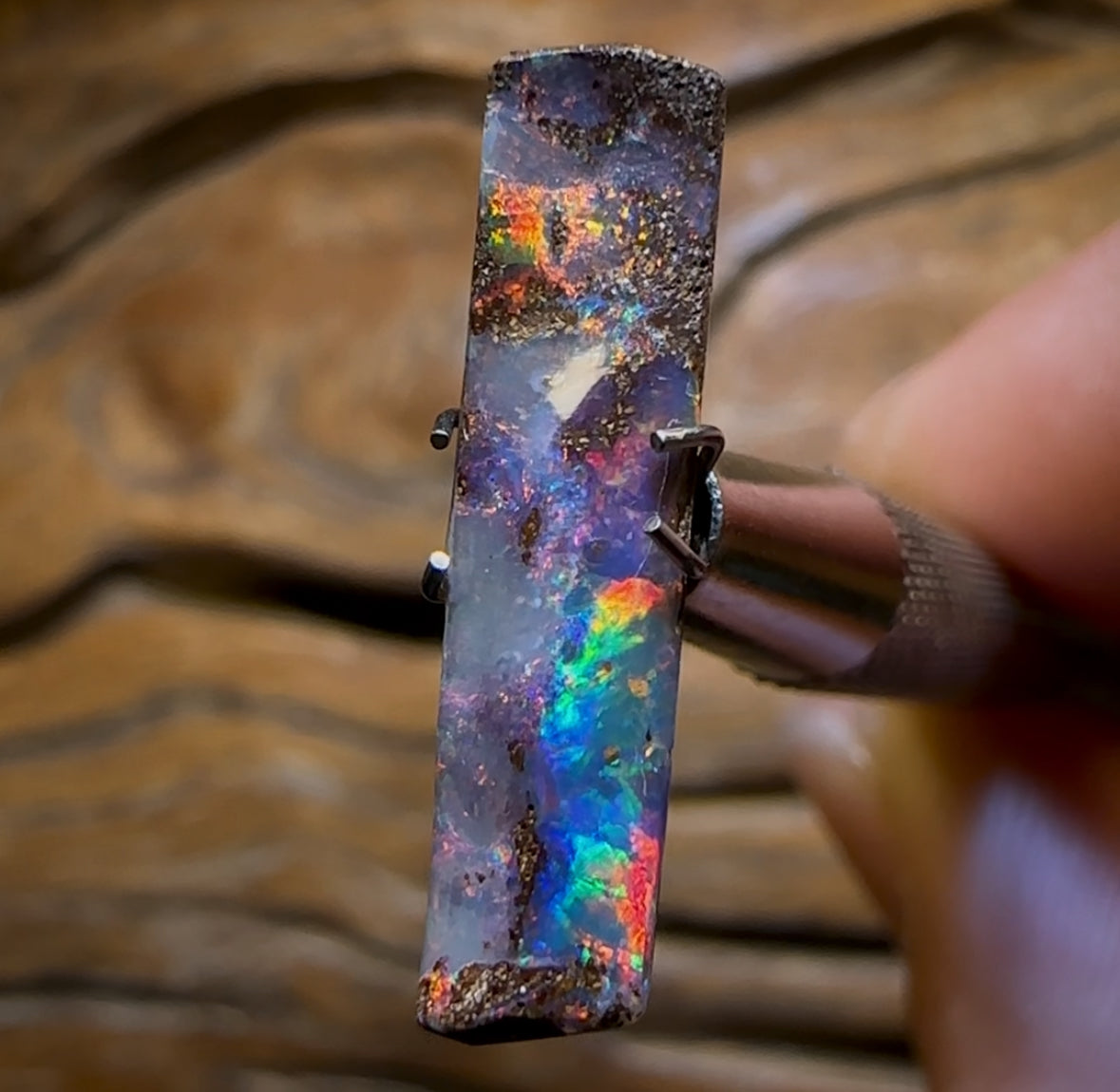 3.35cts - “Red Flash Family Crimson Fires Brother” Queensland Boulder Seam Opal