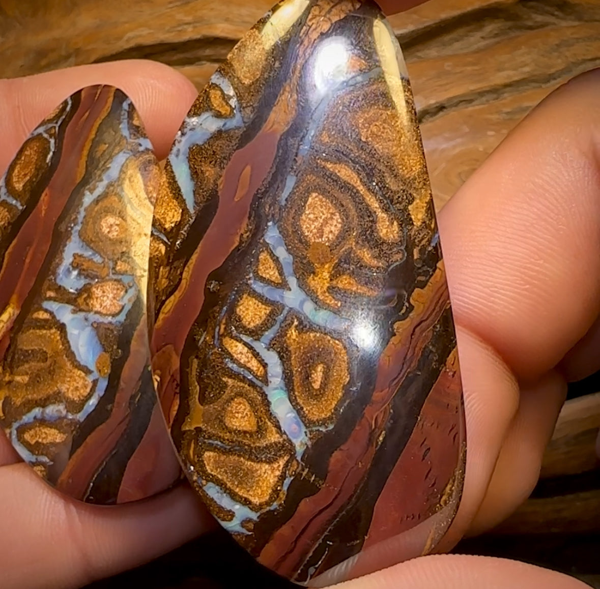 145.3cts - Queensland Boulder Opal Pair. Double Sided Picture Stones