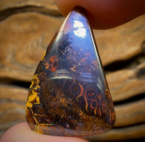 Half Price Card! 21.3cts - Very Rare Collectors Colour Golden Green Tribal Picture Stone Australian Boulder Opal from Yowah