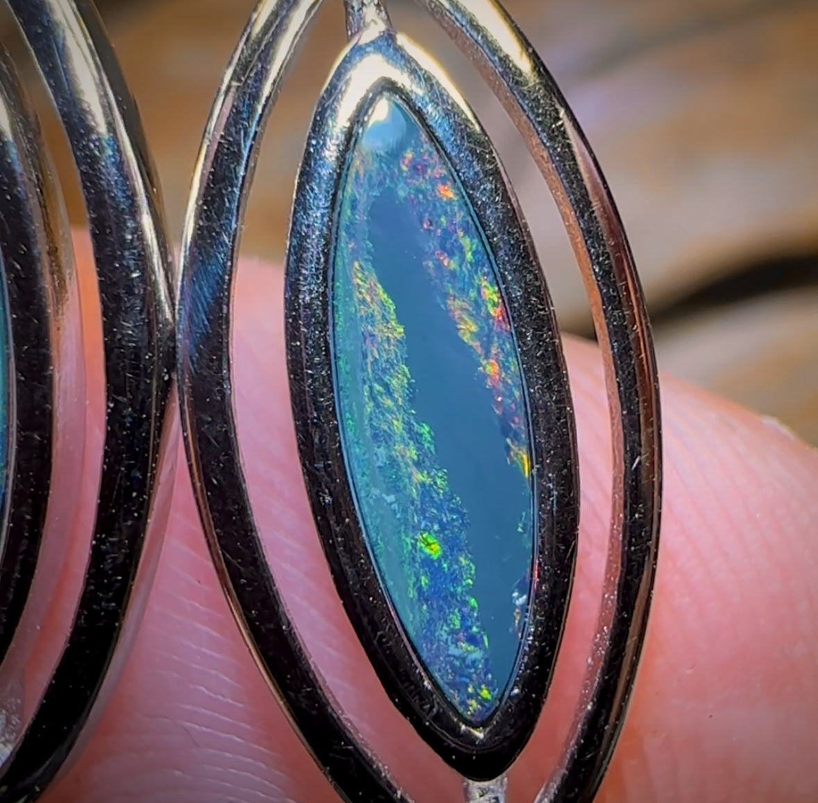 Sterling Silver - Australian Boulder Opal Doublet Drop Stud Earrings